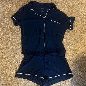 Women's Navy Blue Pajama Set, XL